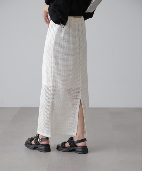 FREE'S MART（フリーズマート）の「◆【3サイズ展開XS-M】レイヤードメッシュナロースカート【低身長サイズ有】（スカート・レディース・ホワイト/ブラック・X-SMALL/SMALL/MEDIUM）」の2枚目の写真