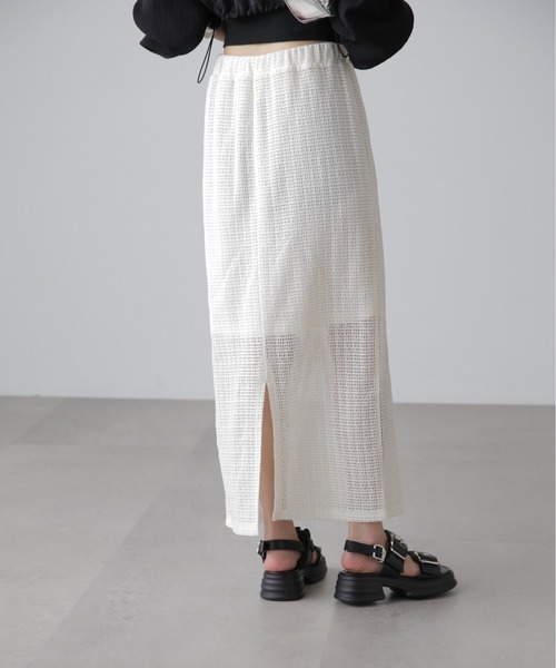 FREE'S MART（フリーズマート）の「◆【3サイズ展開XS-M】レイヤードメッシュナロースカート【低身長サイズ有】（スカート・レディース・ホワイト/ブラック・X-SMALL/SMALL/MEDIUM）」の10枚目の写真