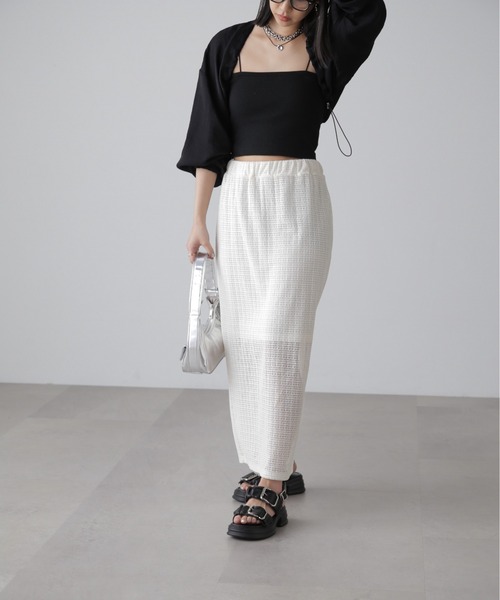 FREE'S MART（フリーズマート）の「◆【3サイズ展開XS-M】レイヤードメッシュナロースカート【低身長サイズ有】（スカート・レディース・ホワイト/ブラック・X-SMALL/SMALL/MEDIUM）」の12枚目の写真