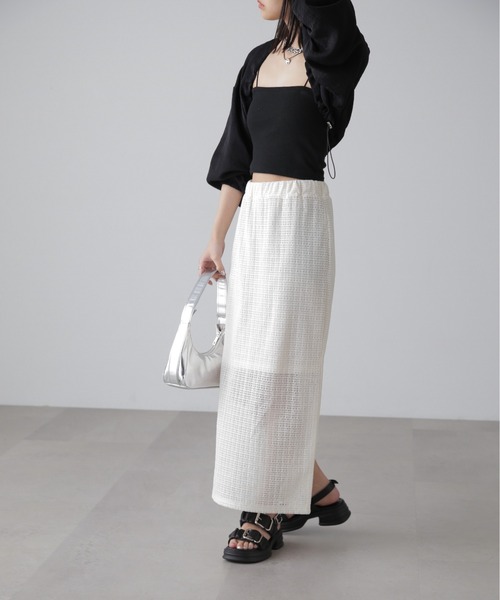 FREE'S MART（フリーズマート）の「◆【3サイズ展開XS-M】レイヤードメッシュナロースカート【低身長サイズ有】（スカート・レディース・ホワイト/ブラック・X-SMALL/SMALL/MEDIUM）」の13枚目の写真