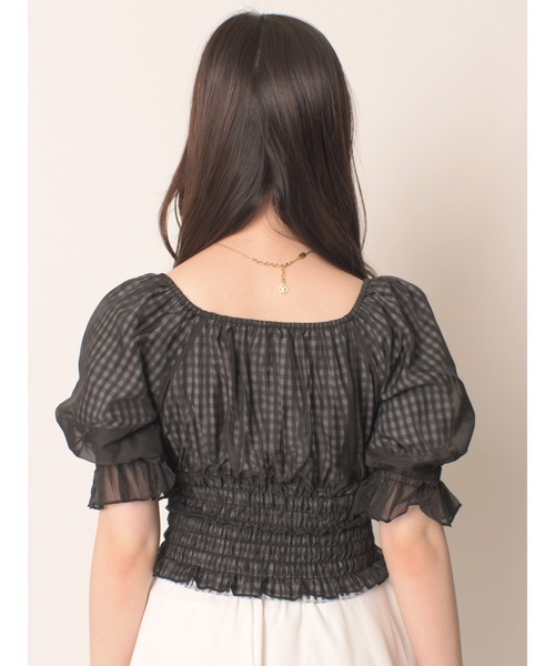 MIIA（ミーア）の「パフスリーブブラウス（シャツ/ブラウス・レディース・チェック/ピンク/オフホワイト/ドット・FREE）」の7枚目の写真