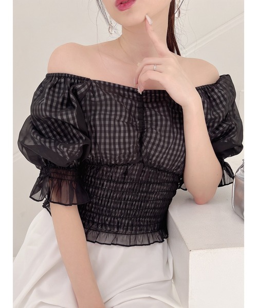 MIIA（ミーア）の「パフスリーブブラウス（シャツ/ブラウス・レディース・チェック/ピンク/オフホワイト/ドット・FREE）」の13枚目の写真