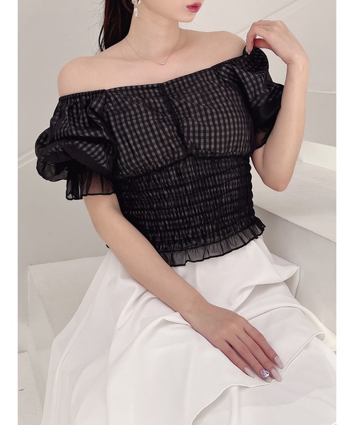 MIIA（ミーア）の「パフスリーブブラウス（シャツ/ブラウス・レディース・チェック/ピンク/オフホワイト/ドット・FREE）」の14枚目の写真