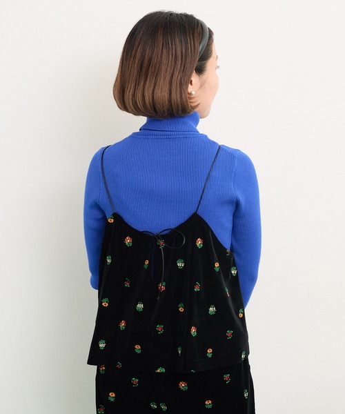 joieve dreamy night ブラウス ネイビー 刺繍 ベロア 36 joieve dreamy