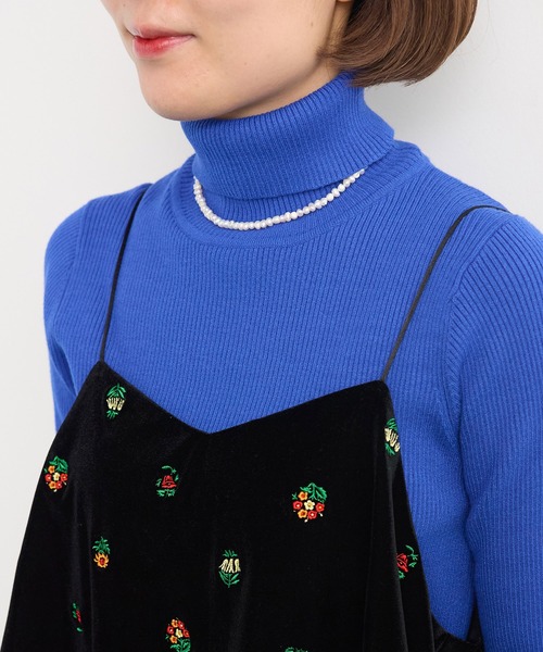 child woman　ベロアカラフル刺繍　マフラー　ブラック child woman ベロアカラフル刺繍 マフラー ブラック child woman