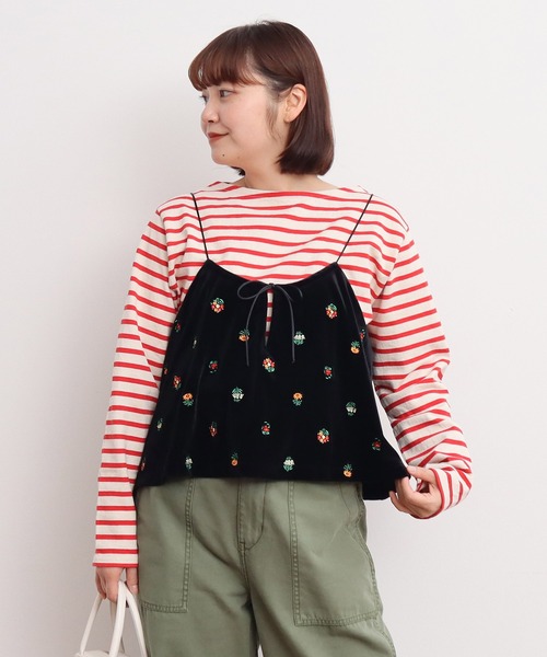 CHILD WOMAN（チャイルドウーマン）の「ベロアカラフル刺繍 キャミブラウス（キャミソール・レディース・ブラック・FREE）」の18枚目の写真