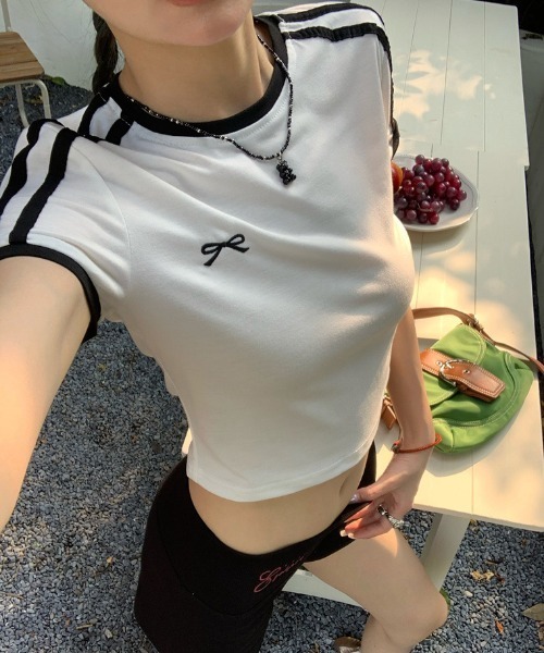 Vipoa(ヴィポア)の「line accent ribbon tee(Tシャツ/カットソー・レディース・ホワイト・FREE)」の15枚目の写真