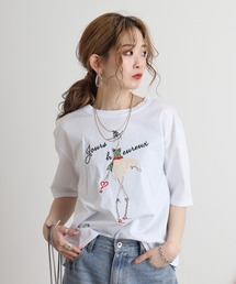 BRODIAEA シルケットコットン加工　刺繍Tシャツ