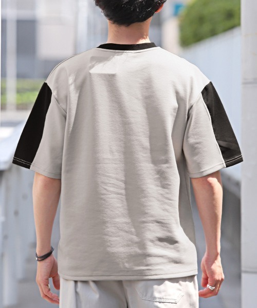 LUXSTYLE(ラグスタイル)の「袖切り替え半袖Tシャツ(Tシャツ/カットソー・メンズ・ブラック/グレイッシュベージュ/ホワイト・M/L)」の10枚目の写真