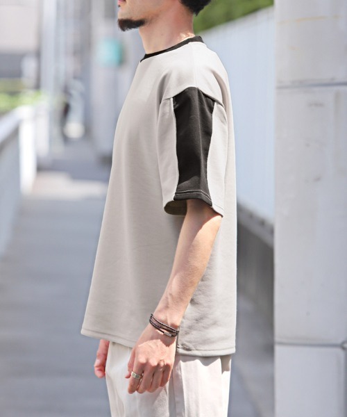 LUXSTYLE(ラグスタイル)の「袖切り替え半袖Tシャツ(Tシャツ/カットソー・メンズ・ブラック/グレイッシュベージュ/ホワイト・M/L)」の11枚目の写真