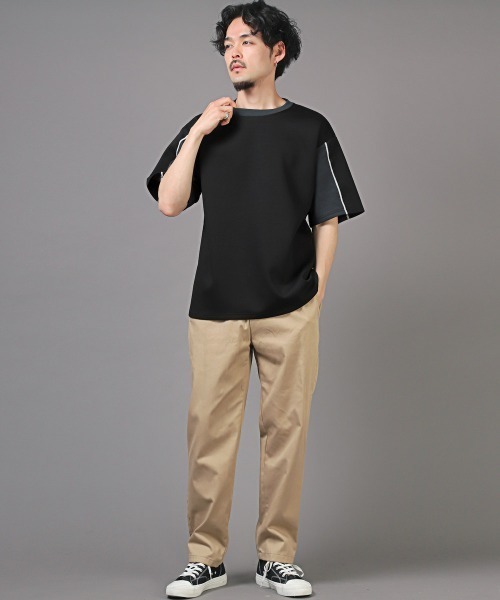 LUXSTYLE(ラグスタイル)の「袖切り替え半袖Tシャツ(Tシャツ/カットソー・メンズ・ブラック/グレイッシュベージュ/ホワイト・M/L)」の15枚目の写真