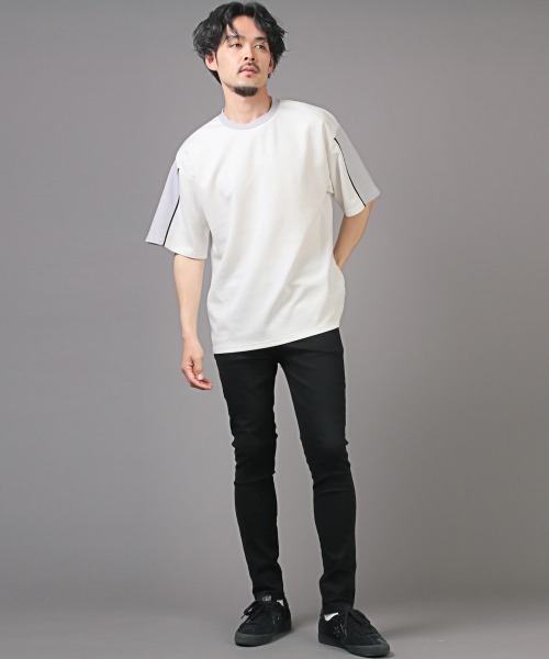 LUXSTYLE(ラグスタイル)の「袖切り替え半袖Tシャツ(Tシャツ/カットソー・メンズ・ブラック/グレイッシュベージュ/ホワイト・M/L)」の16枚目の写真