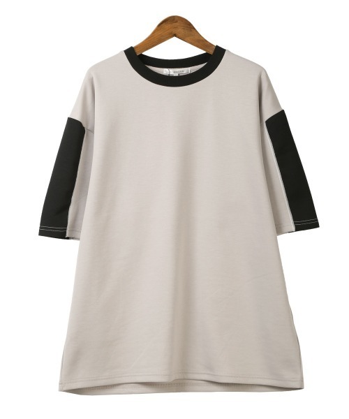 LUXSTYLE(ラグスタイル)の「袖切り替え半袖Tシャツ(Tシャツ/カットソー・メンズ・ブラック/グレイッシュベージュ/ホワイト・M/L)」の17枚目の写真