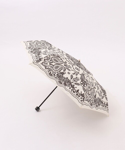新品2025SS manipuri 折りたたみ傘 白　バンダナ　ペイズリー manipuri（マニプリ） 軽量 折りたたみ傘 晴雨兼用 ポーチ付き
