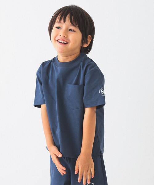B:MING by BEAMS（ビーミングバイビームス）の「ランド アンド ウォーター クルーネック Tシャツ（100～140cm）（Tシャツ/カットソー・キッズ・グレー/ブルー・100/110/120/130/140）」の2枚目の写真