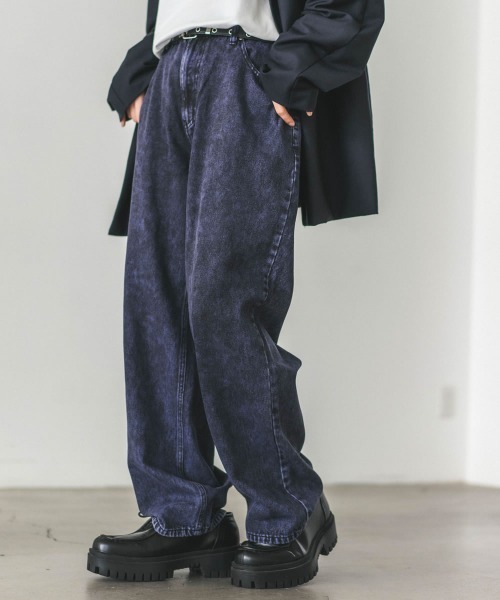 Shoowtime(ショウタイム)の「オーバーダイ / ケミカルウォッシュワイドデニムパンツ(デニムパンツ・メンズ・パープル系/オレンジ系/ピンク系/グリーン系・LARGE/MEDIUM)」の2枚目の写真