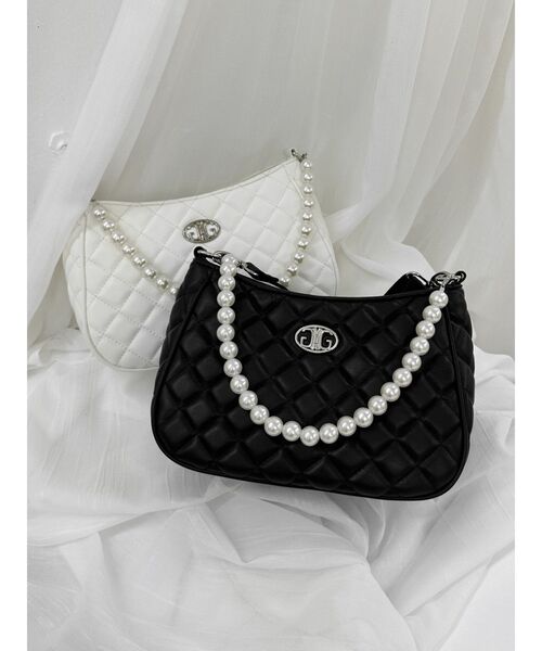 GYDA（ジェイダ）の「2WAYキルティングパールBAG（ハンドバッグ・レディース・ブラック/オフホワイト・FREE）」の3枚目の写真