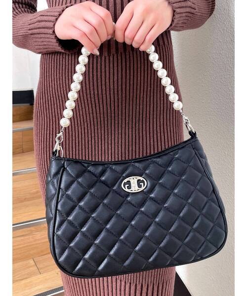 GYDA（ジェイダ）の「2WAYキルティングパールBAG（ハンドバッグ・レディース・ブラック/オフホワイト・FREE）」の5枚目の写真