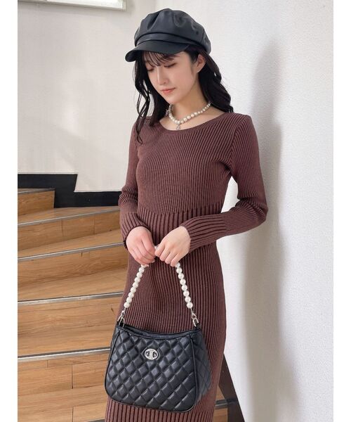 GYDA（ジェイダ）の「2WAYキルティングパールBAG（ハンドバッグ・レディース・ブラック/オフホワイト・FREE）」の6枚目の写真