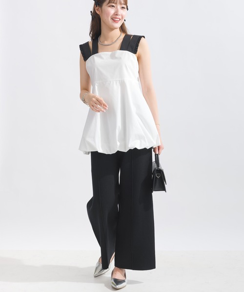 PICCIN（ピッチン）の「ダブルストラップバルーンブラウス（シャツ/ブラウス・レディース・オフホワイト/ブラック・M）」の7枚目の写真