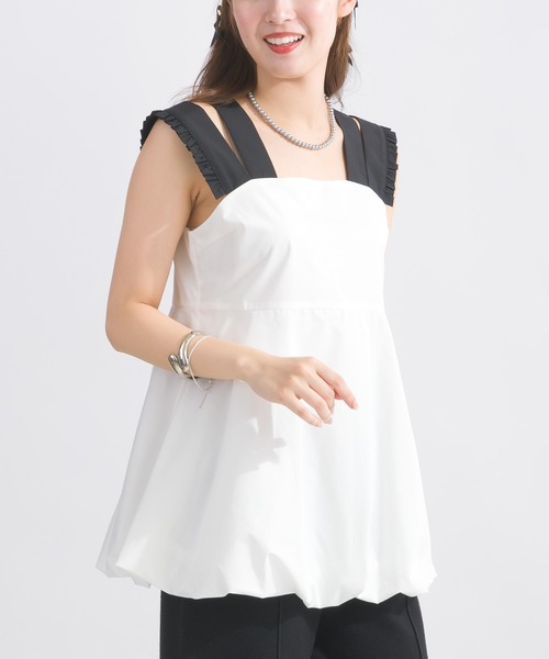 PICCIN（ピッチン）の「ダブルストラップバルーンブラウス（シャツ/ブラウス・レディース・オフホワイト/ブラック・M）」の6枚目の写真