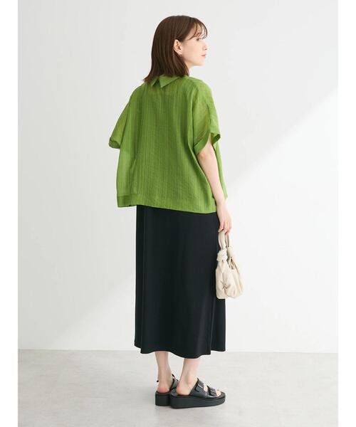 Green　Parks（グリーンパークス）の「シアーストライプショート丈シャツ（シャツ/ブラウス・レディース・ブラック/グリーン/オフホワイト/ピンク・FREE）」の20枚目の写真