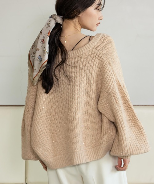 ＜H＞スパンコールニットカーディガン セール】 ◇スパンコールニットカーディガン （カーディガン