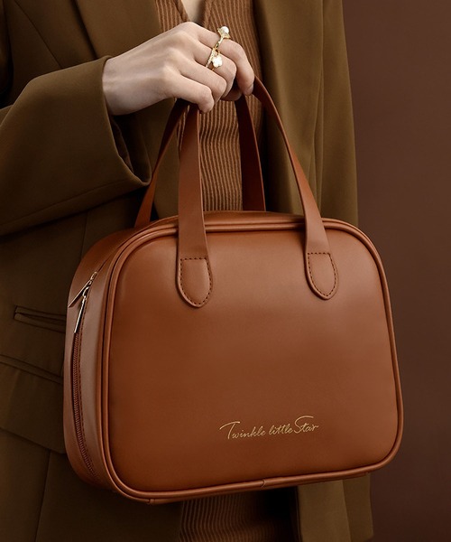 LA VORAGINE（ラ ヴォラジネ）の「大容量マルチトラベルメイクポーチ ハンドル付き（ポーチ・レディース・ブラック/ブラウン/アイボリー/ピンク・FREE）」の3枚目の写真