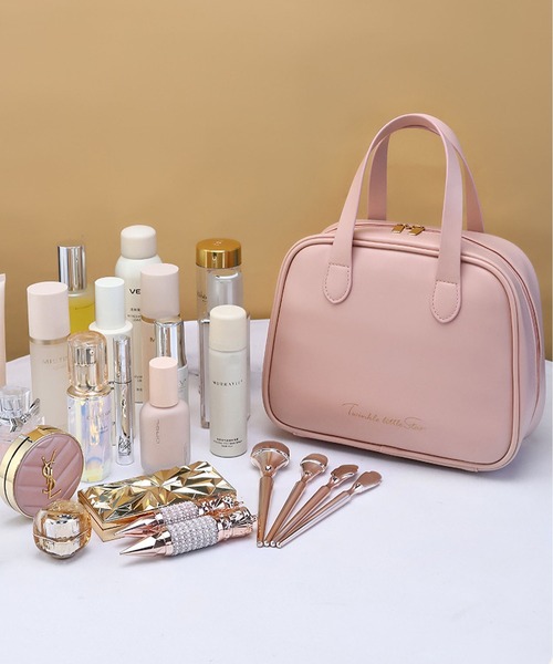 LA VORAGINE（ラ ヴォラジネ）の「大容量マルチトラベルメイクポーチ ハンドル付き（ポーチ・レディース・ブラック/ブラウン/アイボリー/ピンク・FREE）」の4枚目の写真