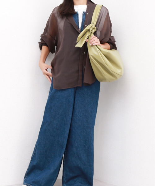 cache cache（カシュ カシュ）の「カシュカシュ cachecache / ソフトエナメルノットビッグショルダー（ショルダーバッグ・レディース・アイボリー/ライトグリーン/ブラック・FREE）」の9枚目の写真