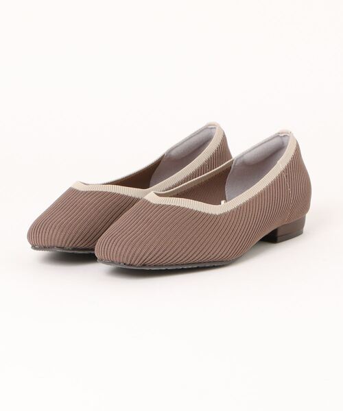 la farfa SHOES(ラ・ファーファ シューズ)の「la farfa shoes スクエア ニットバレエシューズ(バレエシューズ・レディース・アッシュブラウン/ブラック・23.5cm/24.0cm/24.5cm/25.0cm/25.5cm/26.0cm/26.5cm)」の1枚目の写真