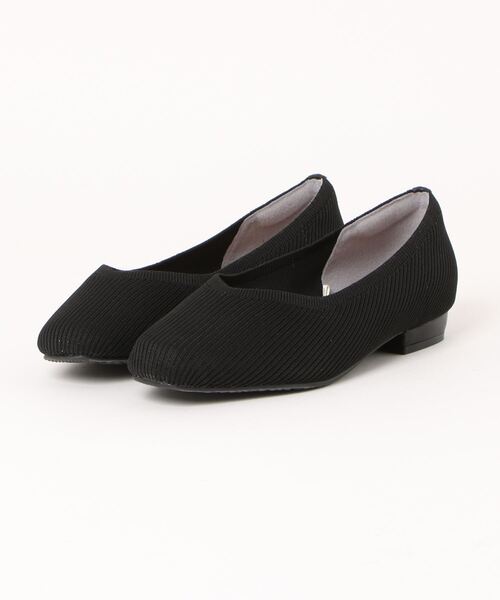 la farfa SHOES(ラ・ファーファ シューズ)の「la farfa shoes スクエア ニットバレエシューズ(バレエシューズ・レディース・アッシュブラウン/ブラック・23.5cm/24.0cm/24.5cm/25.0cm/25.5cm/26.0cm/26.5cm)」の2枚目の写真