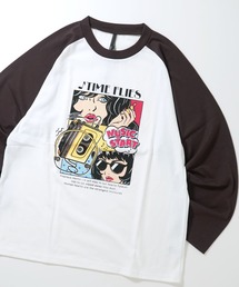 HALHAM（ハルハム）の「oversize raglan sleeve print long sleeve T-shirt/オーバーサイズ ラグランスリーブ プリント ロンT/リンガー プリント ロンT【IR】 レディース メンズ（Tシャツ/カットソー）」