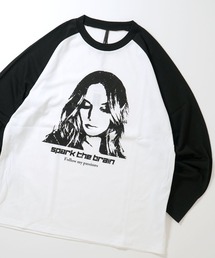 oversize raglan sleeve print long sleeve T-shirt/オーバーサイズ ラグランスリーブ プリント ロンT/リンガー プリント ロンT【IR】 オーバーサイズ メンズ レディース