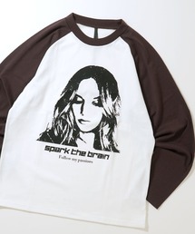 おしゃれスタ（オシャレスタ）の「oversize raglan sleeve print long sleeve T-shirt/オーバーサイズ ラグランスリーブ プリント ロンT/リンガー プリント ロンT【IR】 オーバーサイズ メンズ レディース（Tシャツ/カットソー）」
