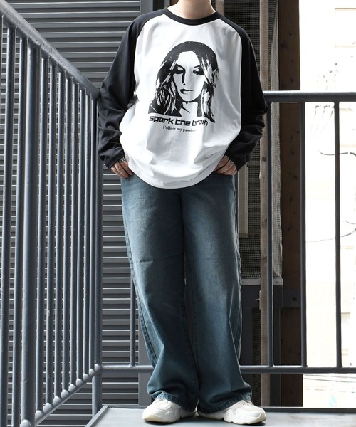 おしゃれスタ(オシャレスタ)の「oversize raglan sleeve print long sleeve T-shirt/オーバーサイズ ラグランスリーブ プリント ロンT/リンガー プリント ロンT【IR】 オーバーサイズ メンズ レディース(Tシャツ/カットソー・メンズ・ブラック/ブラウン系その他/ブラック系その他2/ブラック系その他/レッド系その他2/ブラウン系その他2/ブラック系その他3/レッド/ブラウン/レッド系その他/レッド系その他3/ブラウン系その他3・M/L/XL/S)」の19枚目の写真