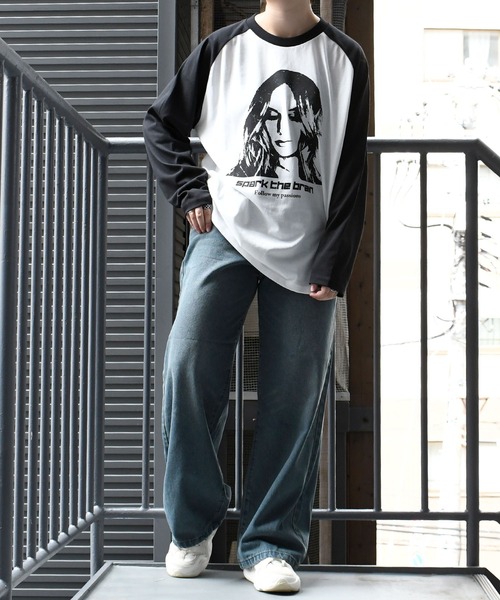 おしゃれスタ(オシャレスタ)の「oversize raglan sleeve print long sleeve T-shirt/オーバーサイズ ラグランスリーブ プリント ロンT/リンガー プリント ロンT【IR】 オーバーサイズ メンズ レディース(Tシャツ/カットソー・メンズ・ブラック/ブラウン系その他/ブラック系その他2/ブラック系その他/レッド系その他2/ブラウン系その他2/ブラック系その他3/レッド/ブラウン/レッド系その他/レッド系その他3/ブラウン系その他3・M/L/XL/S)」の18枚目の写真