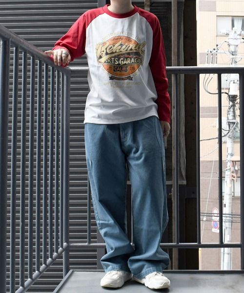 おしゃれスタ(オシャレスタ)の「oversize raglan sleeve print long sleeve T-shirt/オーバーサイズ ラグランスリーブ プリント ロンT/リンガー プリント ロンT【IR】 オーバーサイズ メンズ レディース(Tシャツ/カットソー・メンズ・ブラック/ブラウン系その他/ブラック系その他2/ブラック系その他/レッド系その他2/ブラウン系その他2/ブラック系その他3/レッド/ブラウン/レッド系その他/レッド系その他3/ブラウン系その他3・M/L/XL/S)」の22枚目の写真