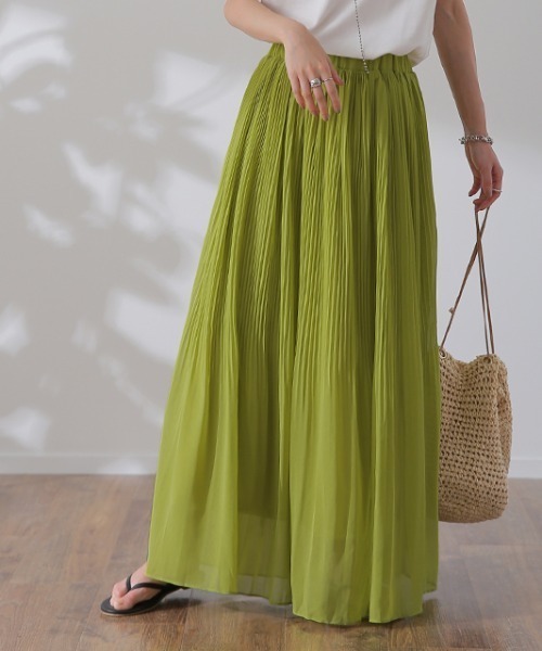 HUG.U（ハグユー）の「清涼シフォンスカート（スカート・レディース・ライム/グリーン/ロイヤルブルー/コーラル/ブラック・レギュラー丈/トール丈）」の3枚目の写真