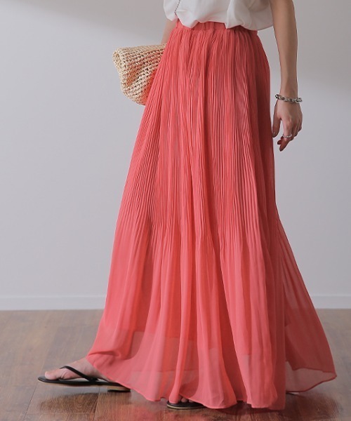 HUG.U（ハグユー）の「清涼シフォンスカート（スカート・レディース・ライム/グリーン/ロイヤルブルー/コーラル/ブラック・レギュラー丈/トール丈）」の5枚目の写真