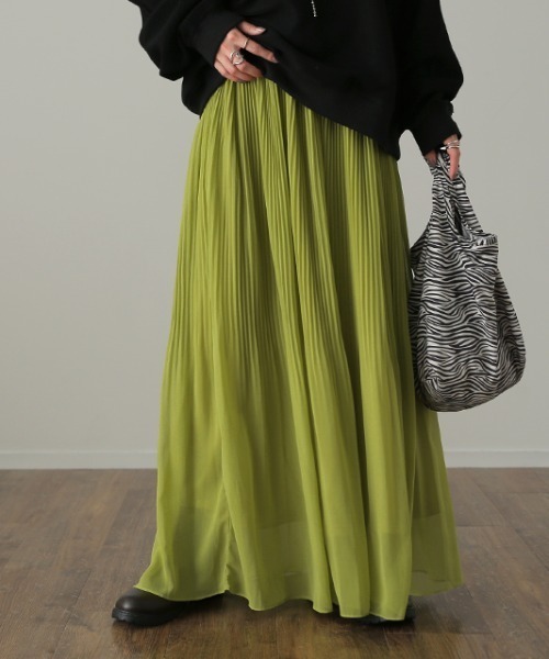 HUG.U（ハグユー）の「清涼シフォンスカート（スカート・レディース・ライム/グリーン/ロイヤルブルー/コーラル/ブラック・レギュラー丈/トール丈）」の14枚目の写真