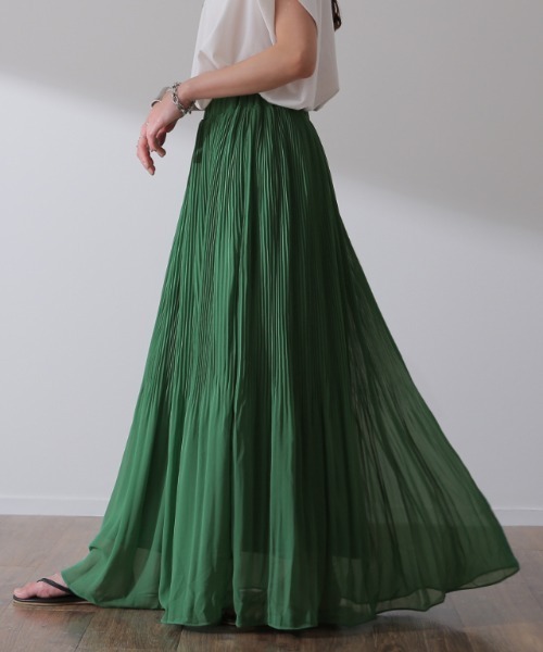 HUG.U（ハグユー）の「清涼シフォンスカート（スカート・レディース・ライム/グリーン/ロイヤルブルー/コーラル/ブラック・レギュラー丈/トール丈）」の18枚目の写真