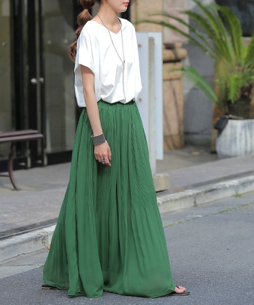 HUG.U（ハグユー）の「清涼シフォンスカート（スカート・レディース・ライム/グリーン/ロイヤルブルー/コーラル/ブラック・レギュラー丈/トール丈）」の19枚目の写真