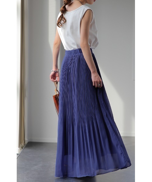 HUG.U（ハグユー）の「清涼シフォンスカート（スカート・レディース・ライム/グリーン/ロイヤルブルー/コーラル/ブラック・レギュラー丈/トール丈）」の22枚目の写真