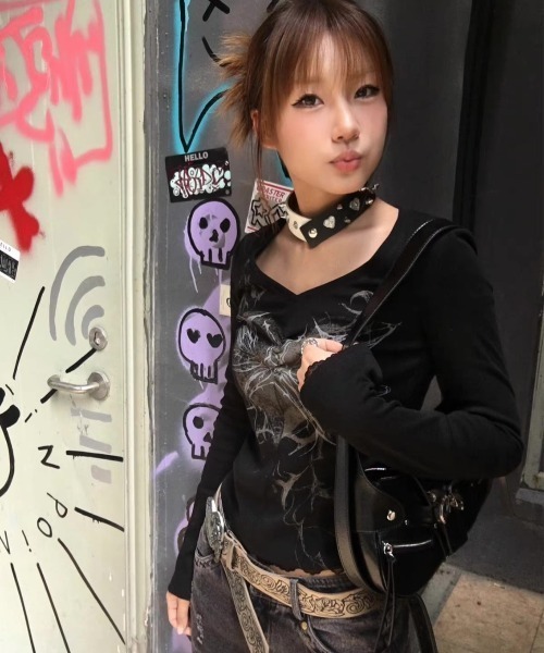 tシャツ A'GEM/9 × .kom「NOVESSEL/ノベセル」クロスプリントロングスリーブカットソー レディース メンズ セール】A'GEM/9 × .kom『NOVESSEL/ノベセル』クロスプリント