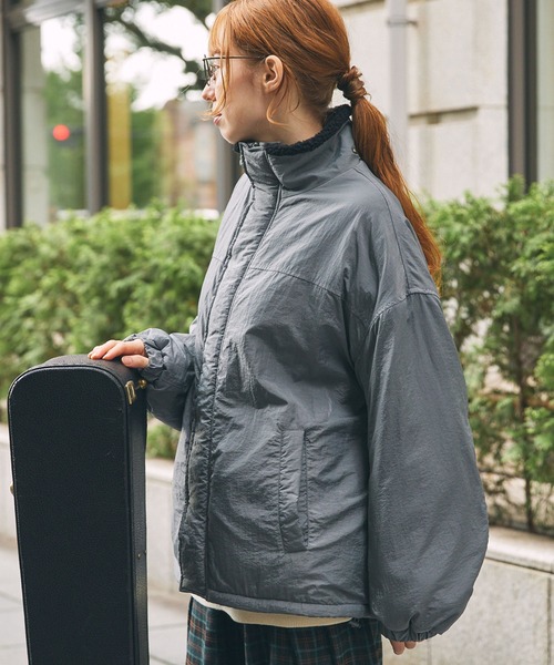 ボア×ナイロン リバーシブル スタンド オーバーサイズブルゾン MONO