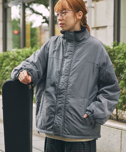 ボア×ナイロン リバーシブル スタンド オーバーサイズブルゾン MONO