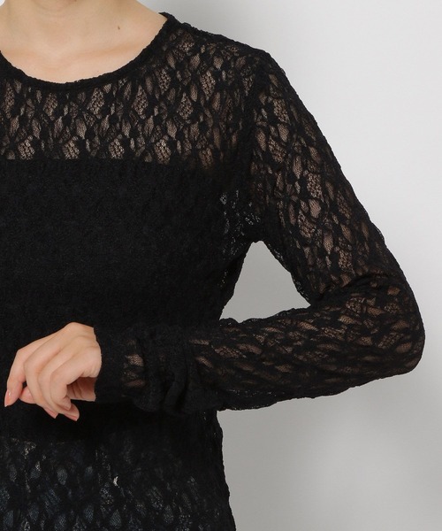 LOWRYS FARM（ローリーズファーム）の「フラワーレースＰＯＬＳ 144288（Tシャツ/カットソー・レディース・グレー/ブラック/ホワイト・FREE）」の16枚目の写真