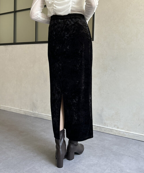 Thevon（ゼボン）の「クラッシュベロアナロースカート（スカート・レディース・ベージュ/ブルー/グレー/ブラック・FREE）」の8枚目の写真