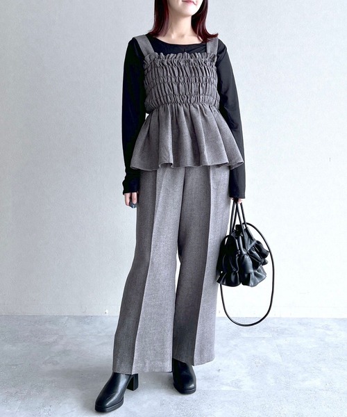 mysty woman（ミスティウーマン）の「ライトツイードワイドパンツ 149258（その他パンツ・レディース・チャコールグレー/ベージュ・FREE）」の8枚目の写真